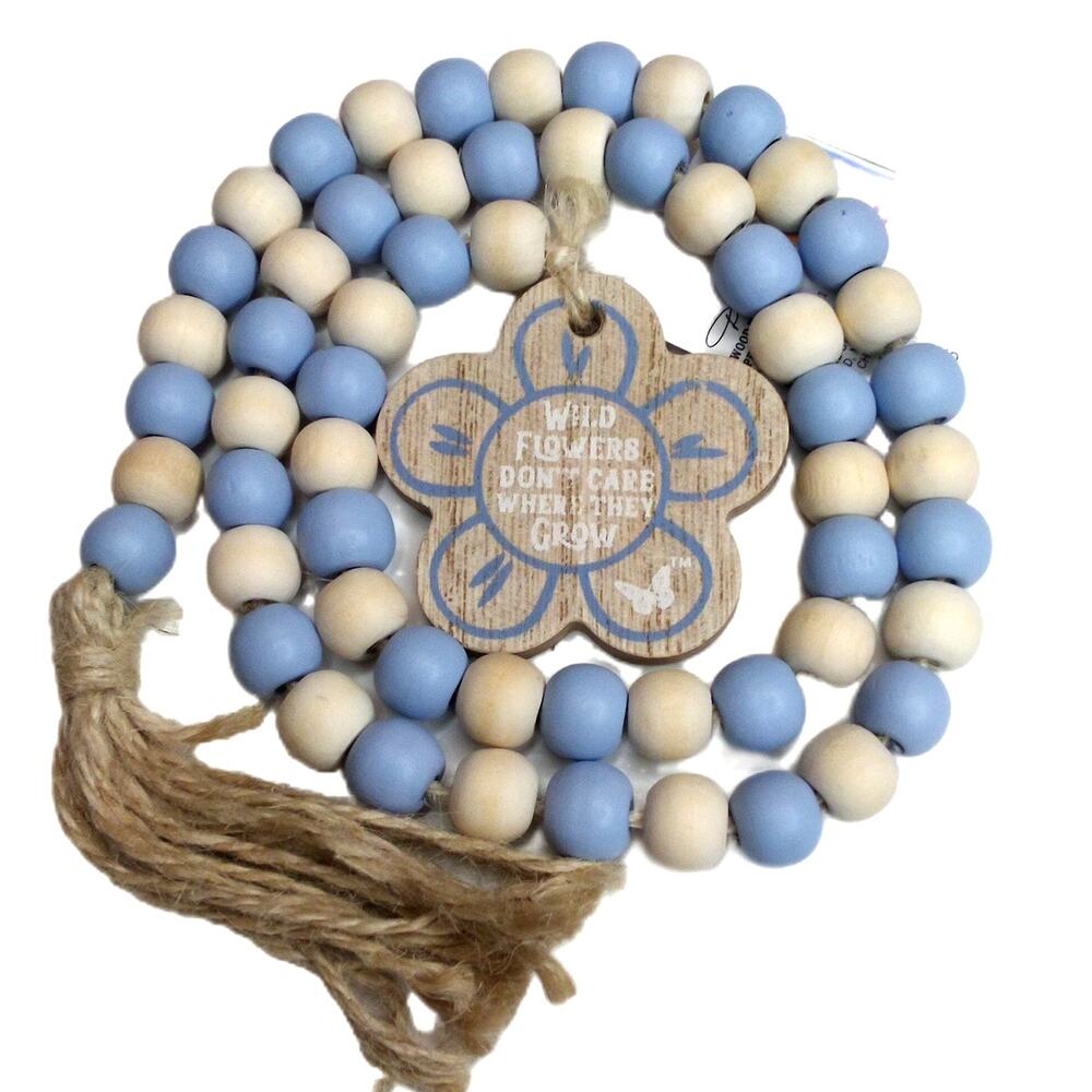 Dolly Parton Wildflower Collection Wood Bead Garland - Blue & Cream Decor